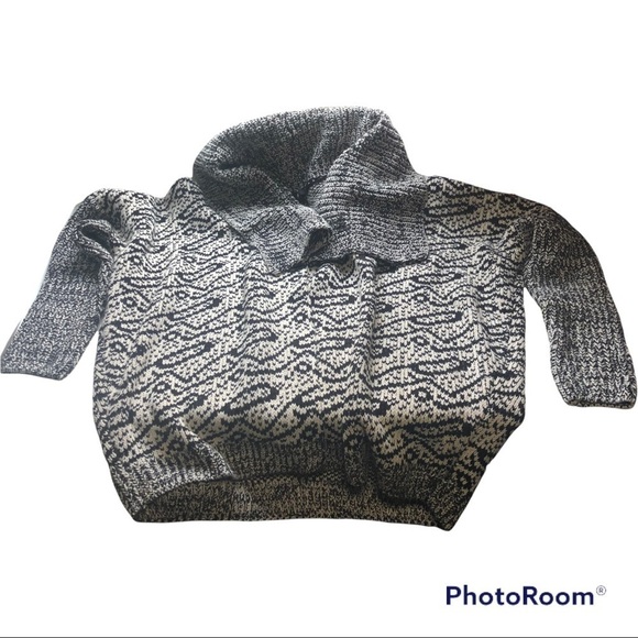 H&M Chunky Open Front Cardigan Dropped Shoulder Ribbed Knit Sweater Size L - Picture 5 of 12